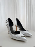 Metallic Ruffle Detail Pumps
