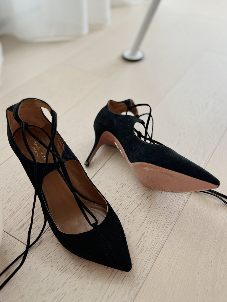 Suede Lace Up Pumps