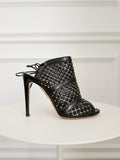 Leather Mesh Cut Out Heels