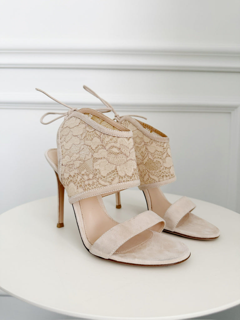 Suede and Lace Sandals