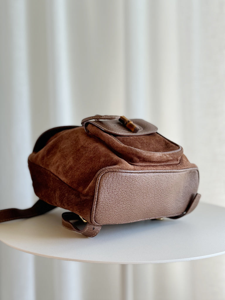 Vintage Suede Mini Bamboo Backpack