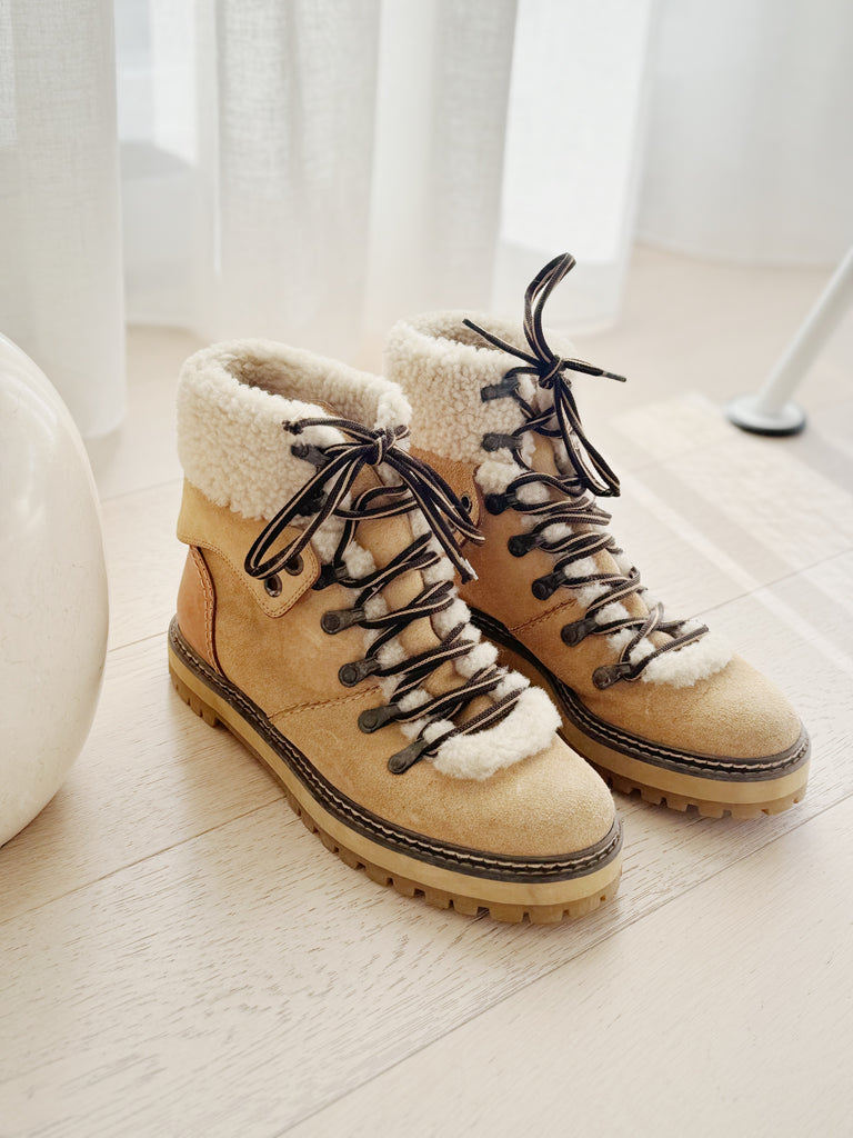 Shearling Combat Boots