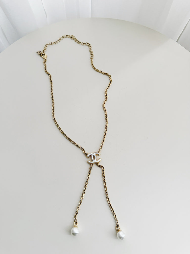 Lariat Pearl Detail necklace