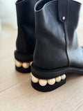 Square Toe Leather Booties