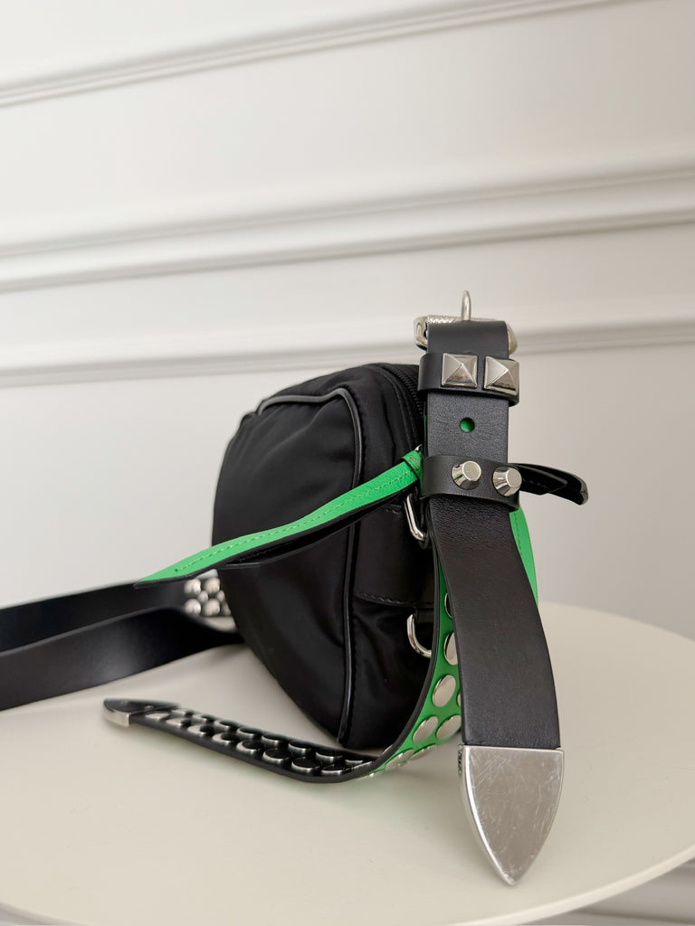 Tessuto Nylon New Vela Studded Cross Body Bag