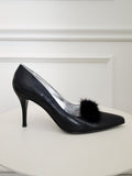 Vintage Fur Embellished Pumps