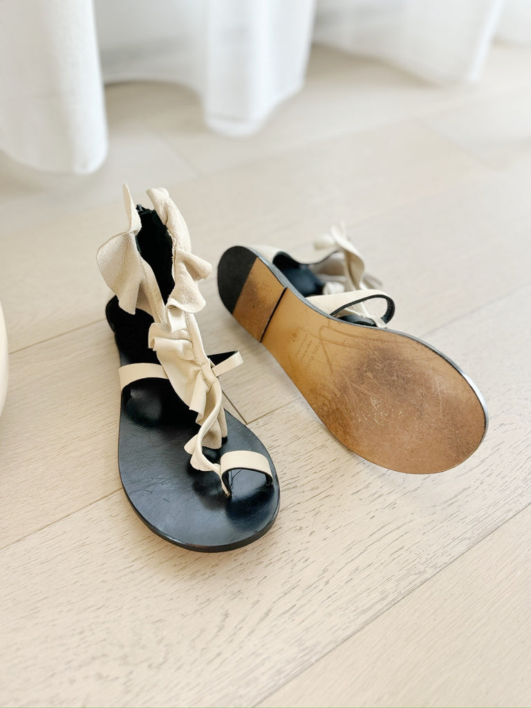 Ruffle Detail Flat Sandals