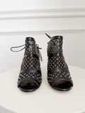 Leather Mesh Cut Out Heels