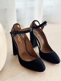 Suede Round-Toe Heels