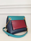 Leather Color Block Cross Body Bag