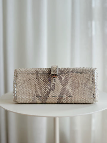 Rectangular Compact Snakeskin Clutch