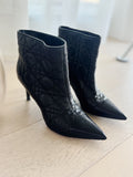 Cannage Pointed Leather Booties