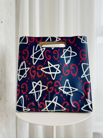 Large Leather Ghost Graffiti Tote