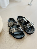 Embroidered Leather Lennyo Flat Sandals