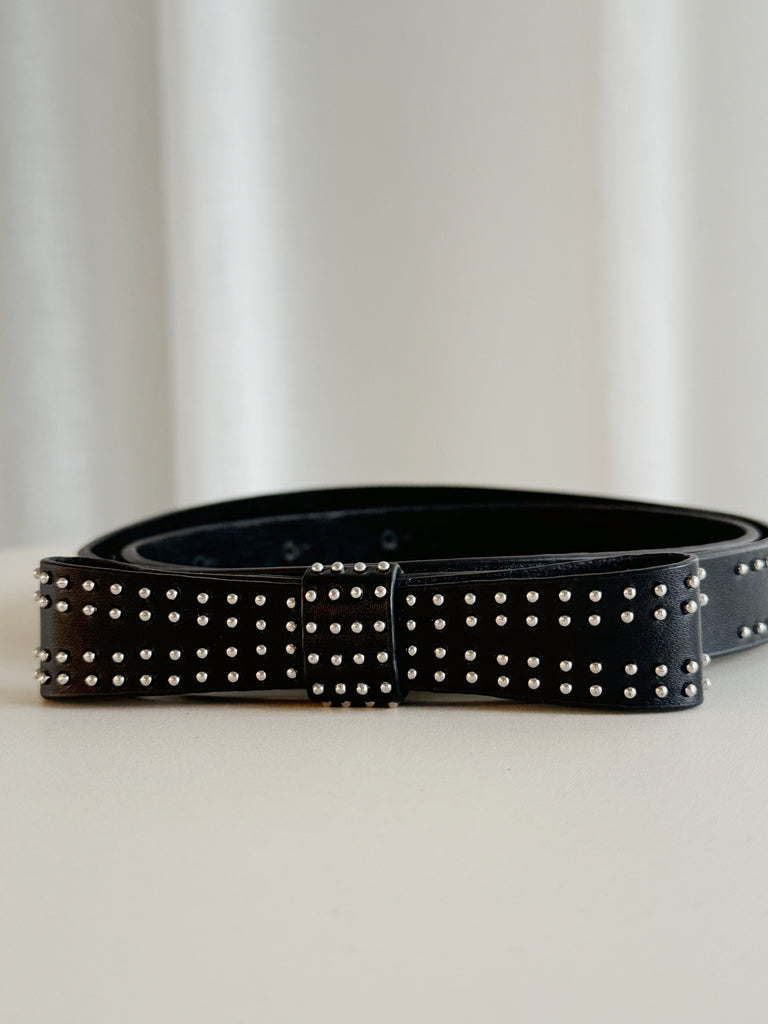 Leather Studded Bow Belt