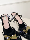 Vintage Velvet Beaded Sandals