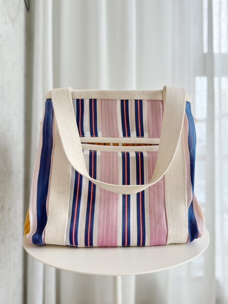 Striped Canvas Tote Bag