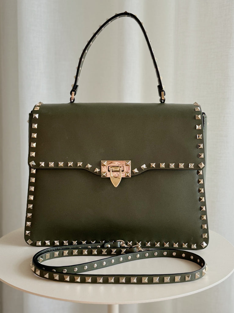 Rockstud Leather Tote Bag