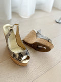 Snakeskin Slingback Wedge Platform Sandals