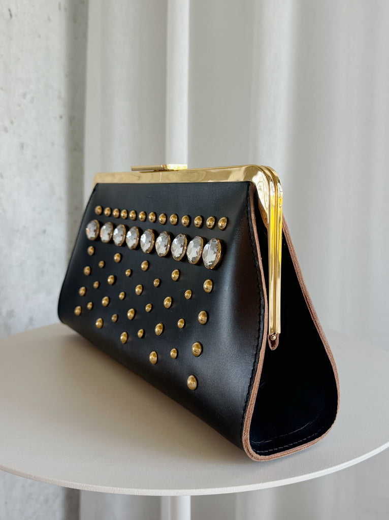 Leather Embellished Clutch