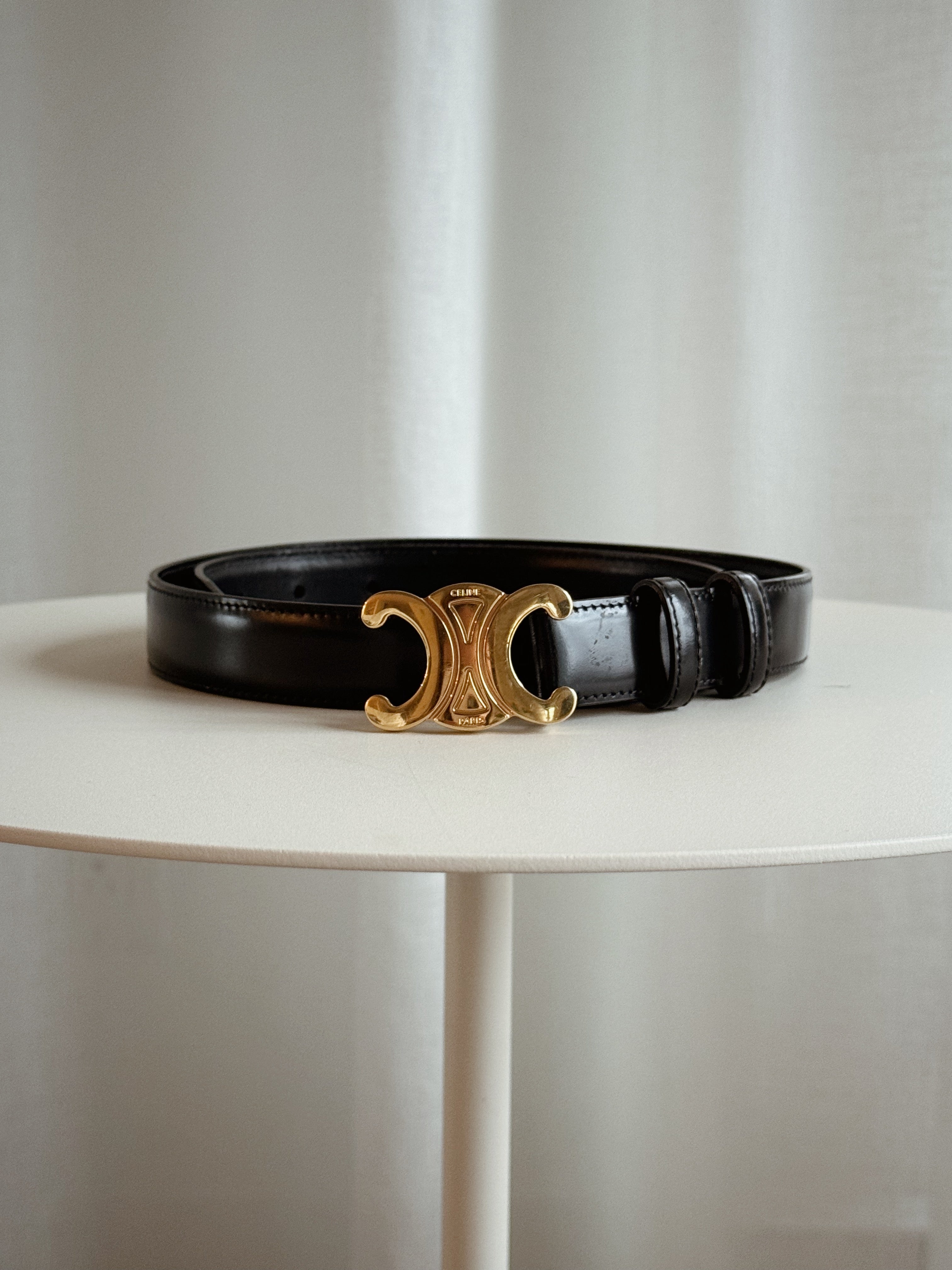 Pre-owned Celine Medium Triomphe Belt in Taurillon Leather