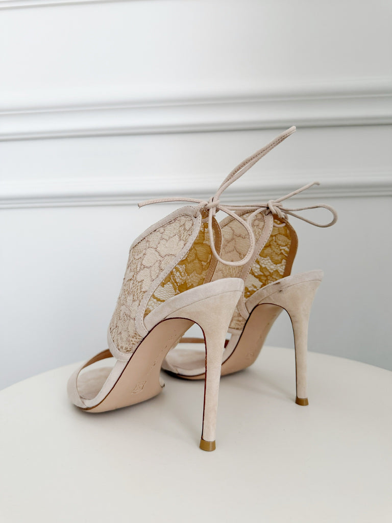 Suede and Lace Sandals