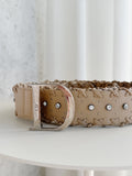Whipstitched Embellished Leather Belt