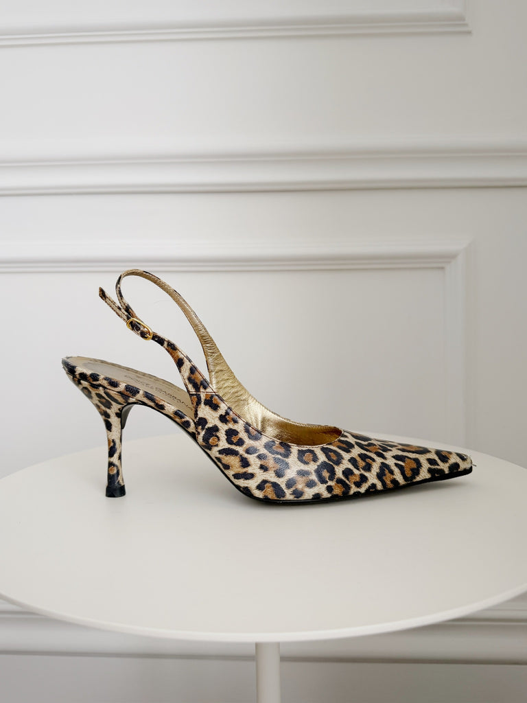 Vintage Slingback Leopard Print Pumps