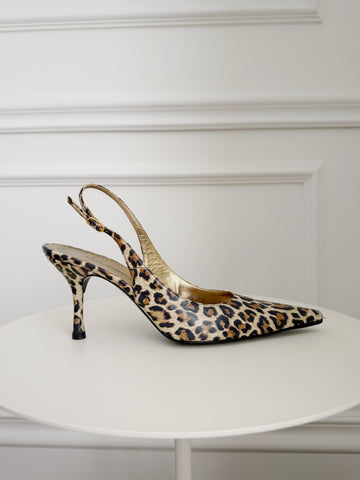 Vintage Slingback Leopard Print Pumps