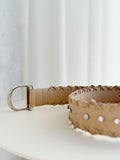 Whipstitched Embellished Leather Belt