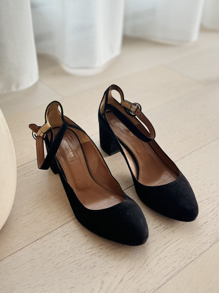 Suede Round-Toe Heels