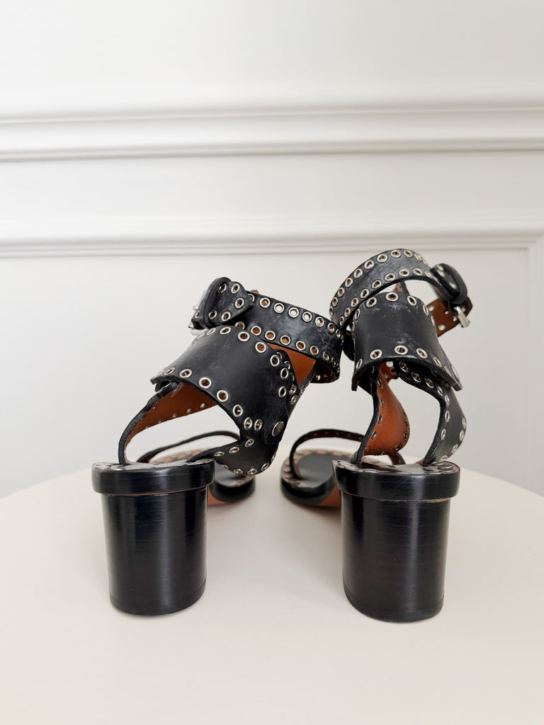Leather Grommet Studded Sandals