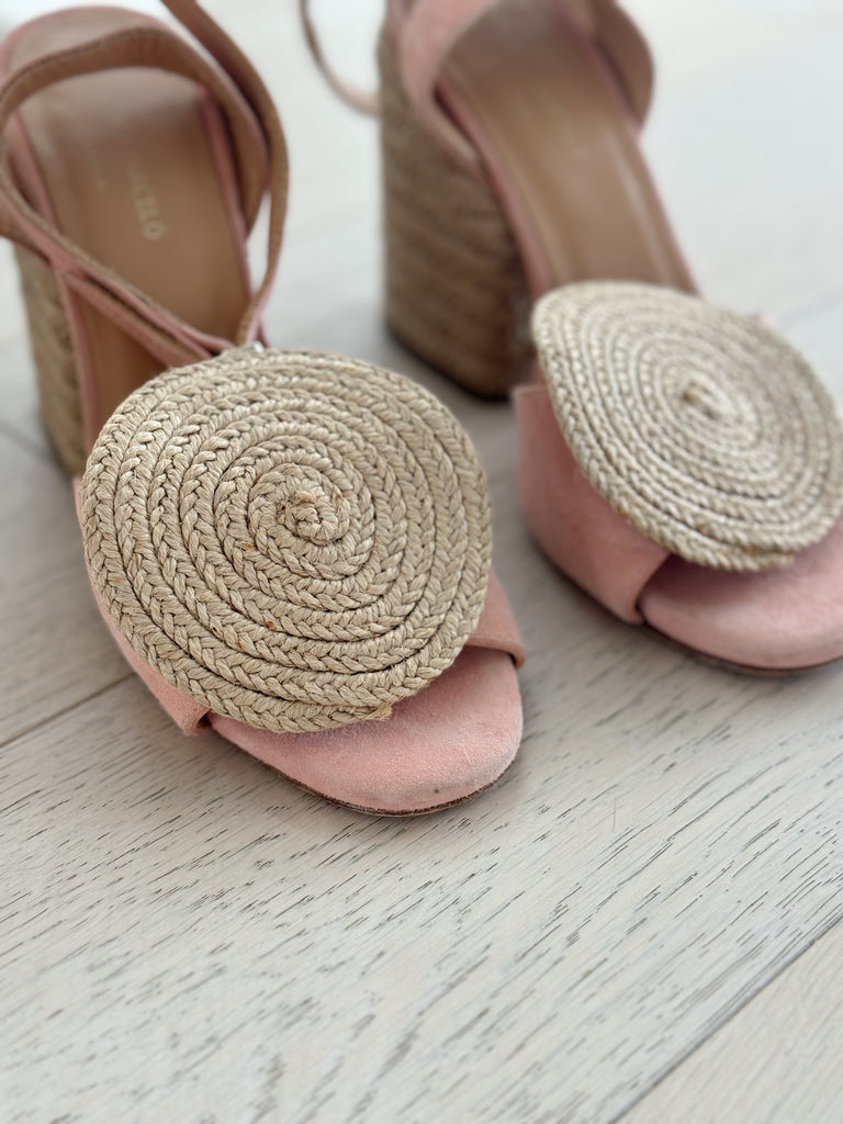 Suede and Straw Sandals