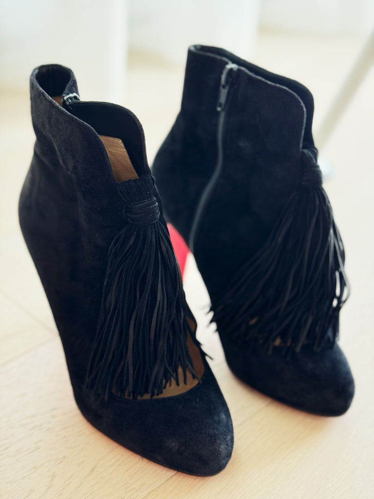 Christina Suede Tassel Booties