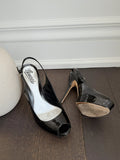 Patent Open Toe Slingback Pumps