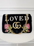 GG Marmont Matelasse Embroidered Velvet Shoulder Bag