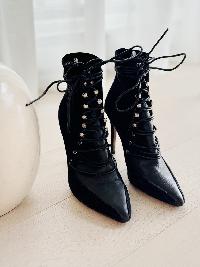 Suede Lace-Up Booties