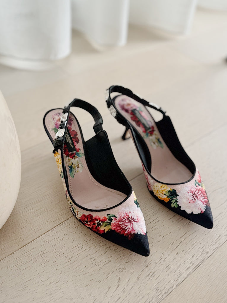 Floral Slingback Kitten Heels