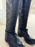 GG Embossed Leather Knee Boots