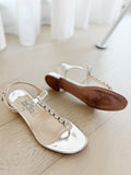 Embellished Metallic Leather Sandals