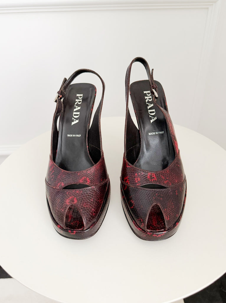 Snake Embossed Leather Sandals