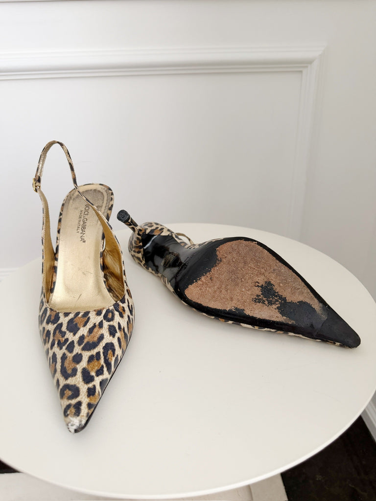 Vintage Slingback Leopard Print Pumps