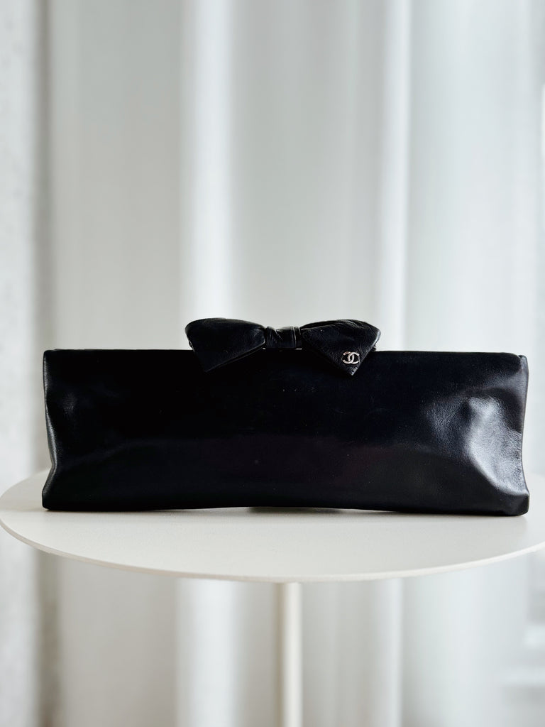 Leather Bow Clutch