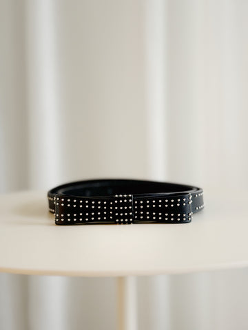 Leather Studded Bow Belt