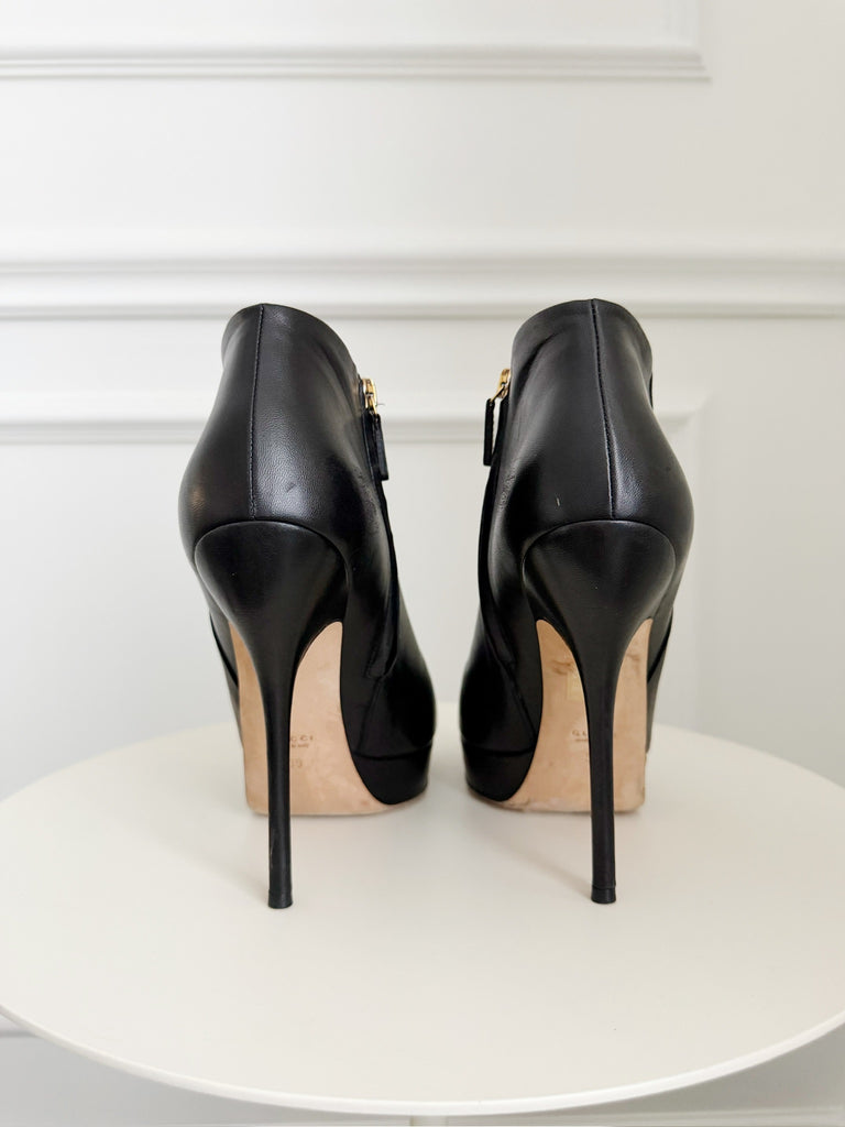 Leather High Heel Ankle Boots