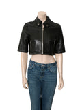 Brittany Cropped Leather Shirt Jacket