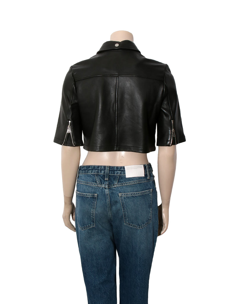 Brittany Cropped Leather Shirt Jacket