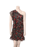 Silk Floral One Sleeve Dress
