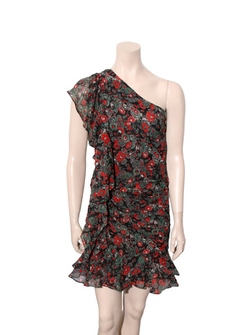 Silk Floral One Sleeve Dress