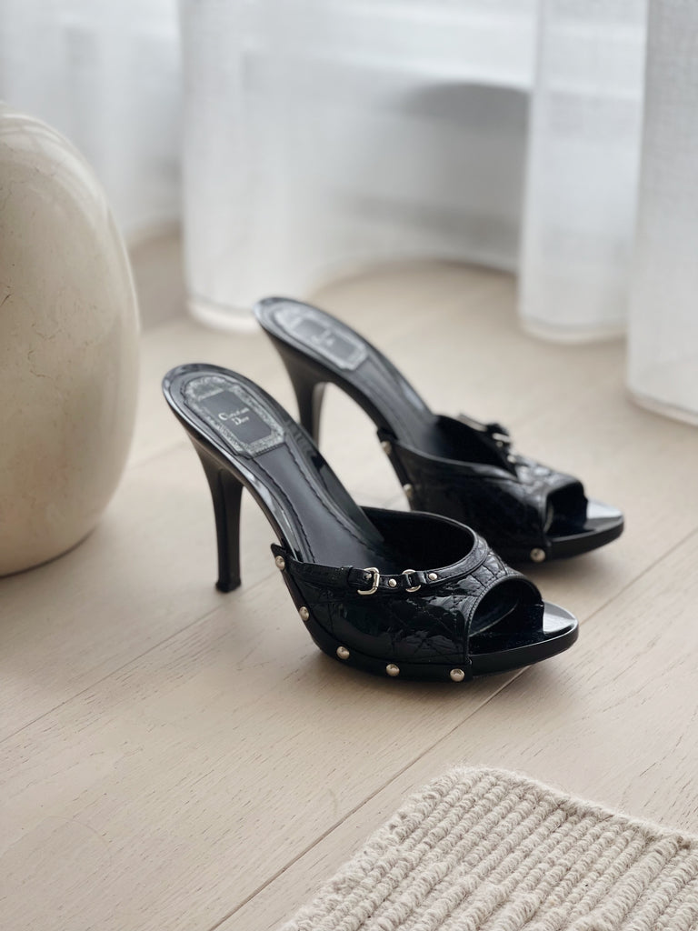 Vintage Patent Leather Slide Sandals